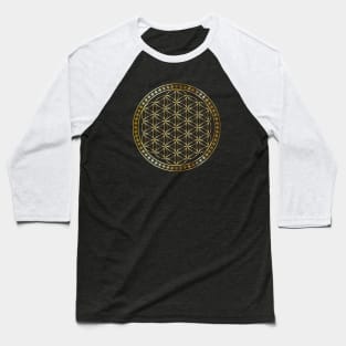Flower of Life Sacred Geometry Gold Metal Baseball T-Shirt